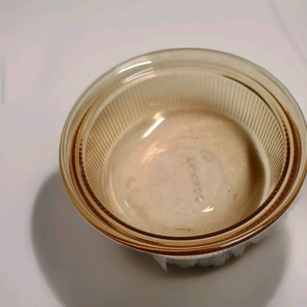 Vintage Corning Round Amber Vision Ribbed Glass Pint Bowl C 16 -B Visions